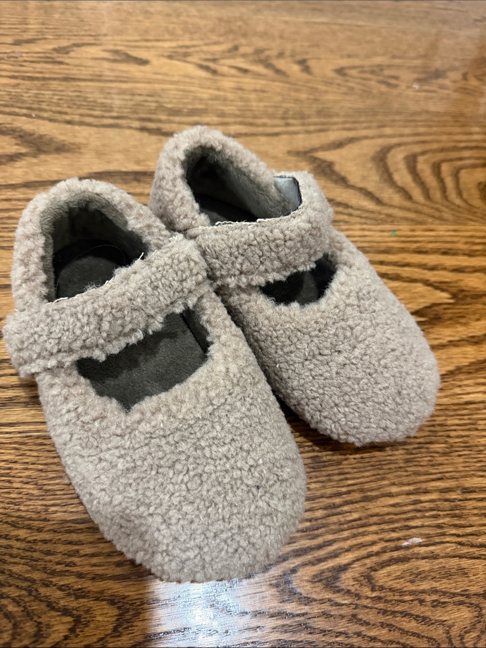 Cozy Kids Sherpa Mary Jane Shoes - Taupe